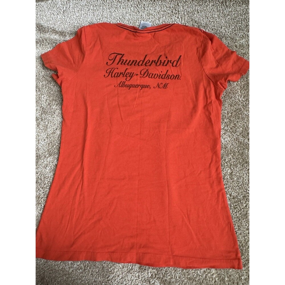 Harley-Davidson Women’s Orange Tank Top Shirt L Large Y2K Vintage Biker - Picture 4 of 6